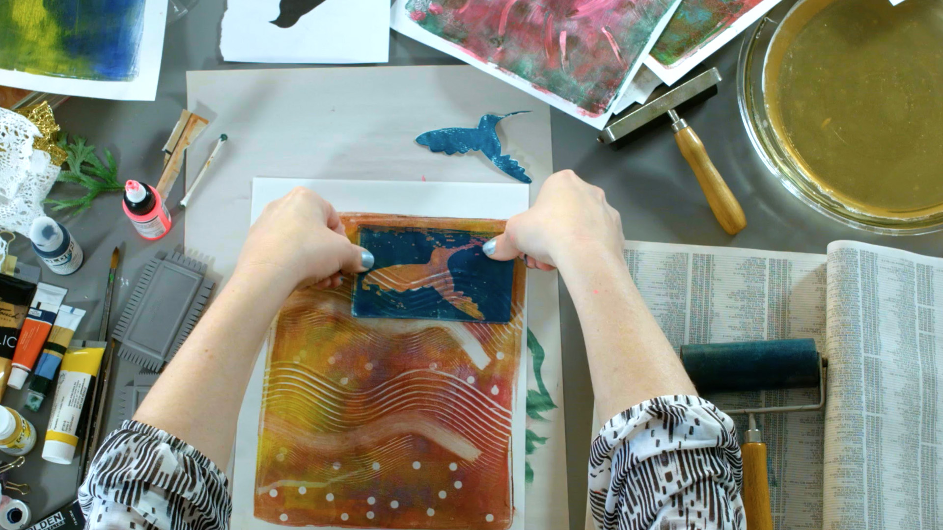 Gelli Arts Monoprinting: Printmaking Lessons for Kids: KinderArt