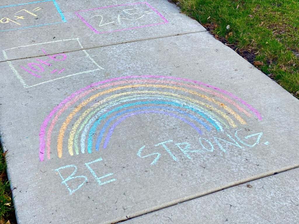 rainbow on sidewalk