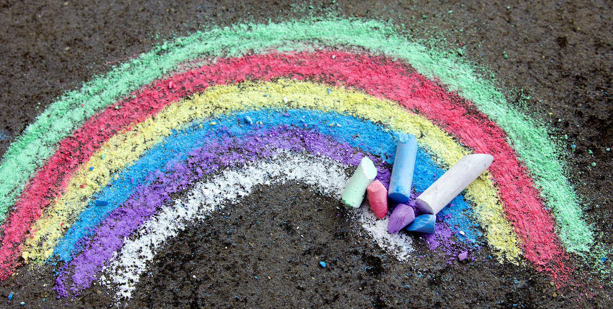 Rainbow chalk drawing
