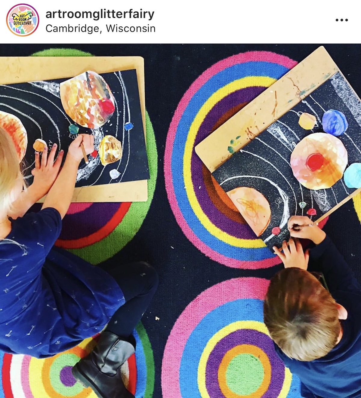 image of two kids making art