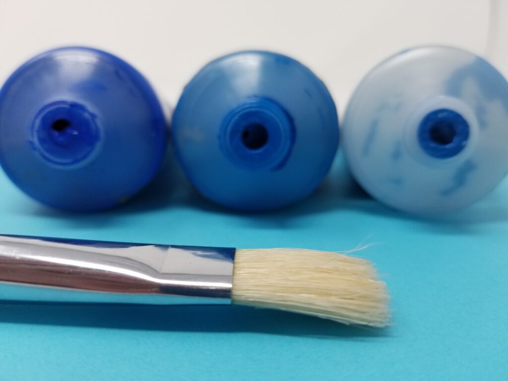 Blue paint tubes