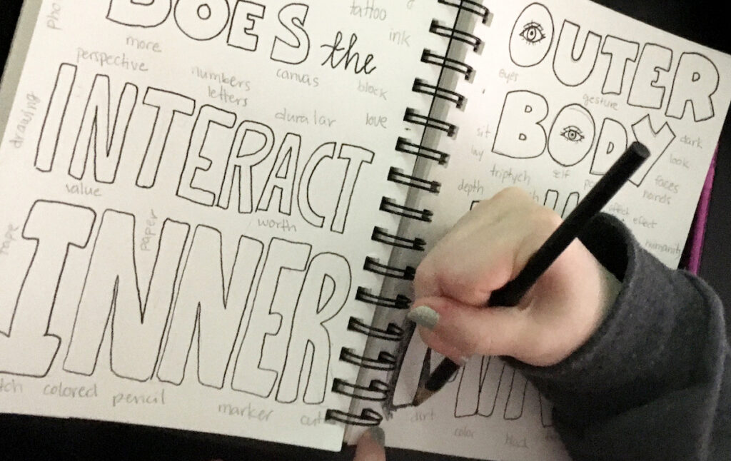 Student working on a journal