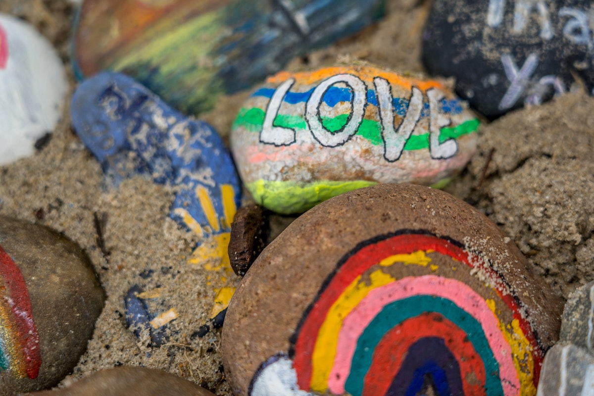 painted rocks with words and images