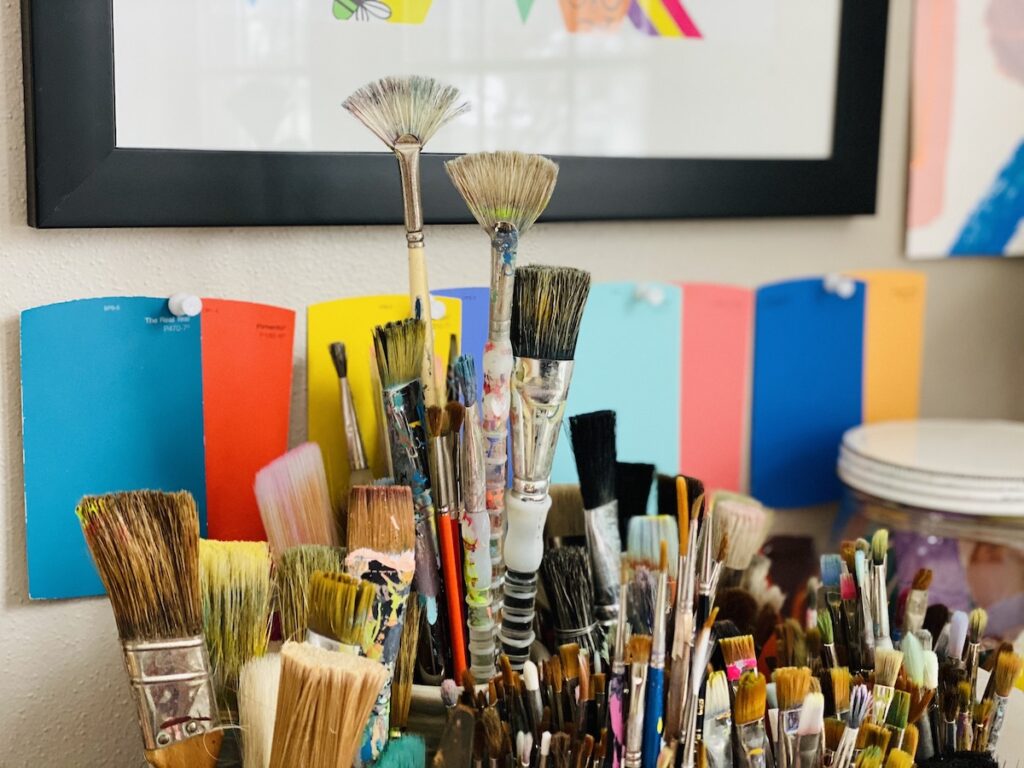 paintbrushes and supplies