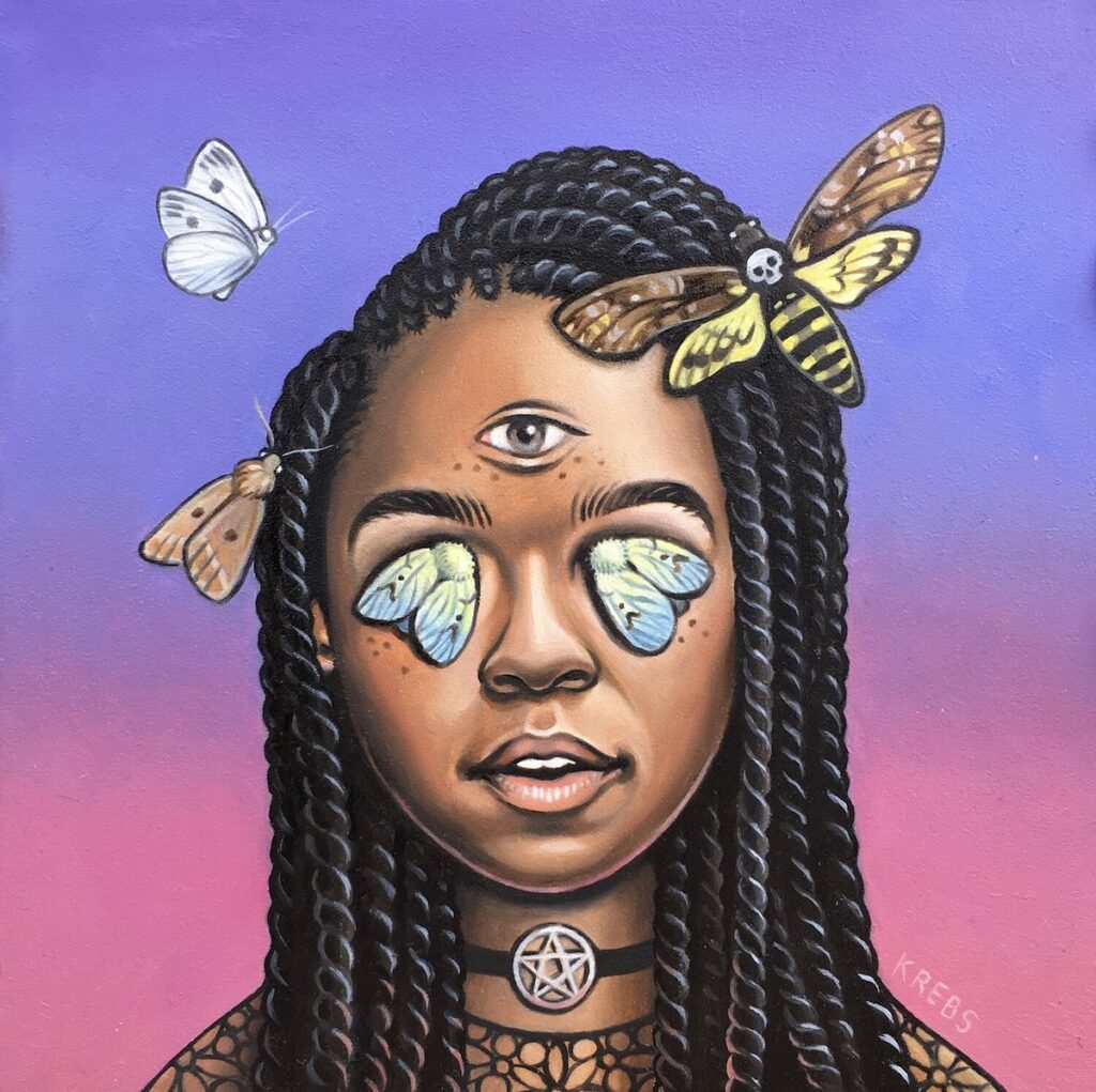portrait of a girl with butterfly eyes