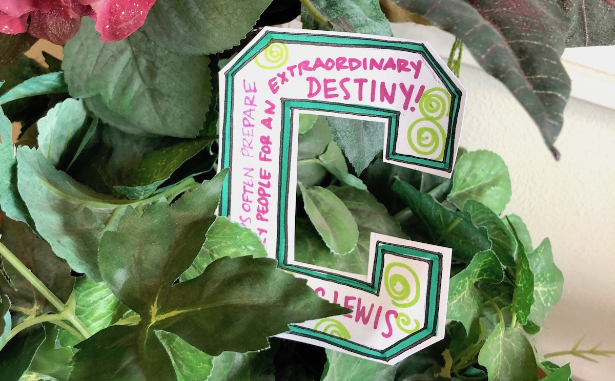 a note of affirmation hidden in a plant