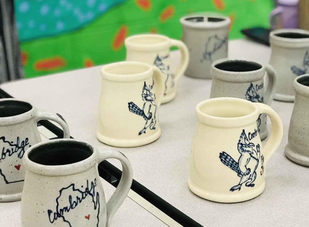 ceramic mugs created by artist
