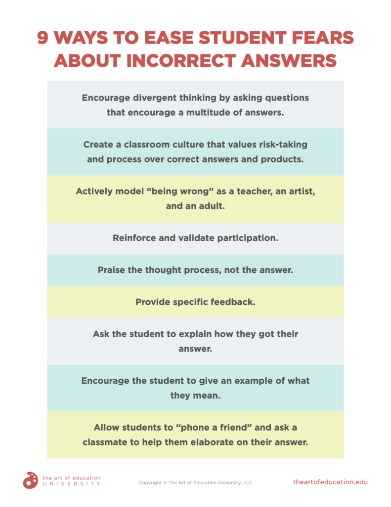downloadable resource 9 ways to ease student fears about incorrect answers
