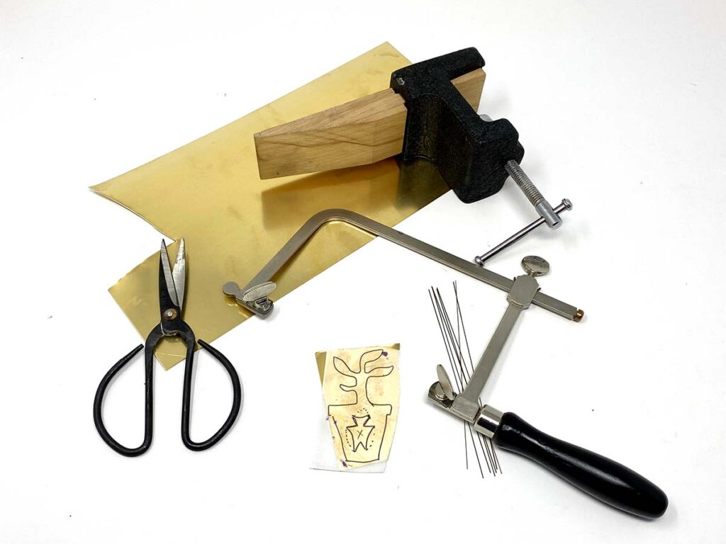 scissors, hand saw, sheet of metal, sketch