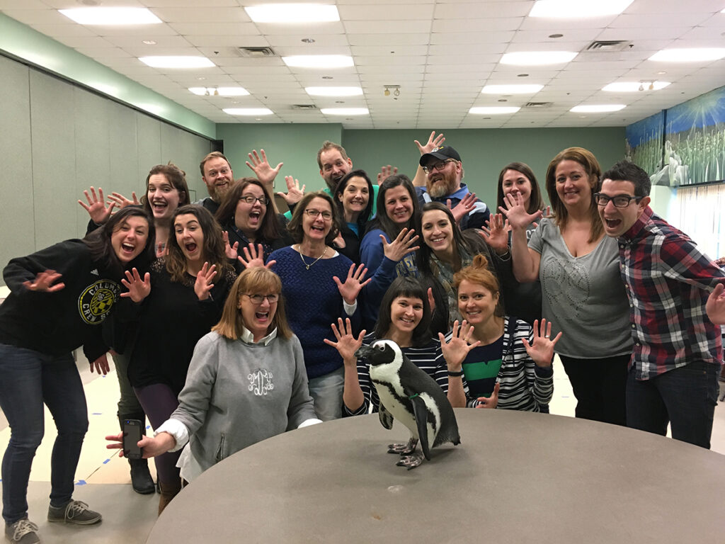 teachers with penguin