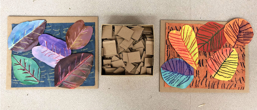 cardboard relief leaves
