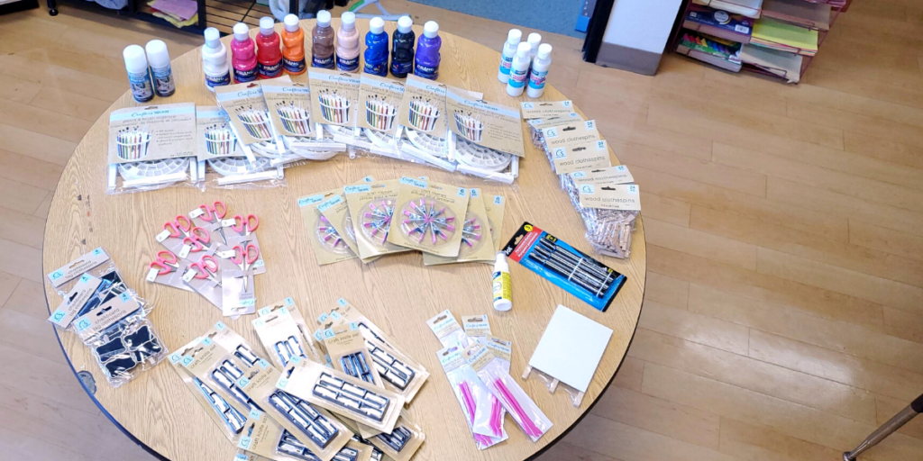 art supplies on a table