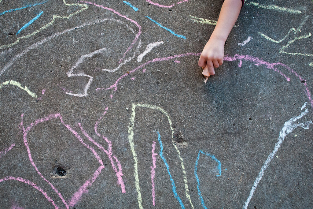 hand drawing with chalk