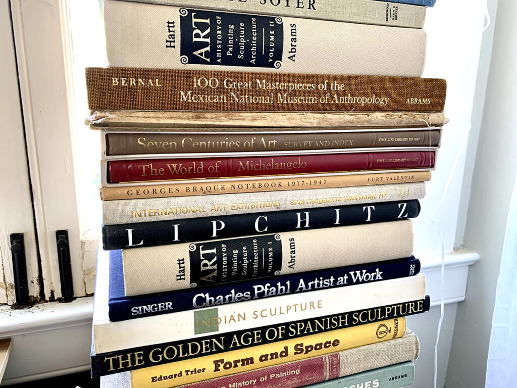art history book stack